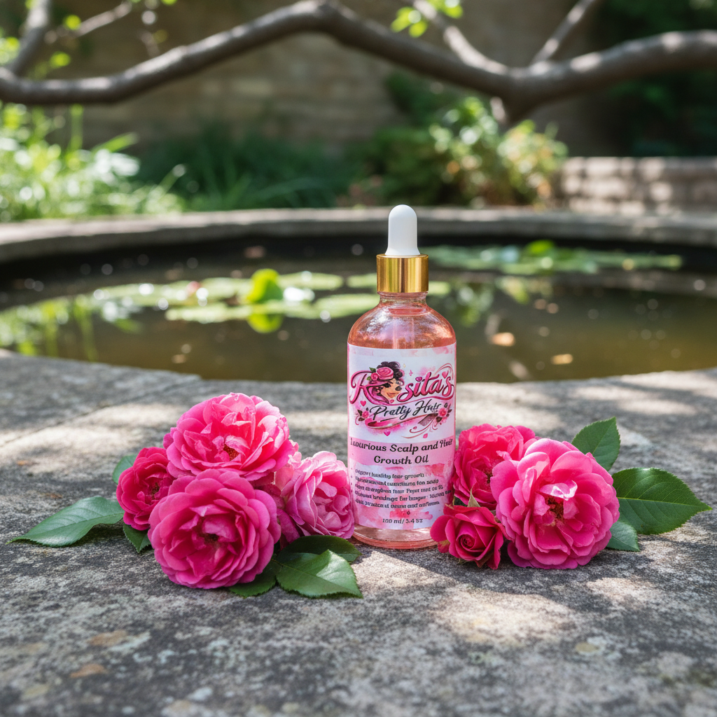 Luxurious Scalp and Hair Growth Oil 3.4oz - Garden Outdoor Setting